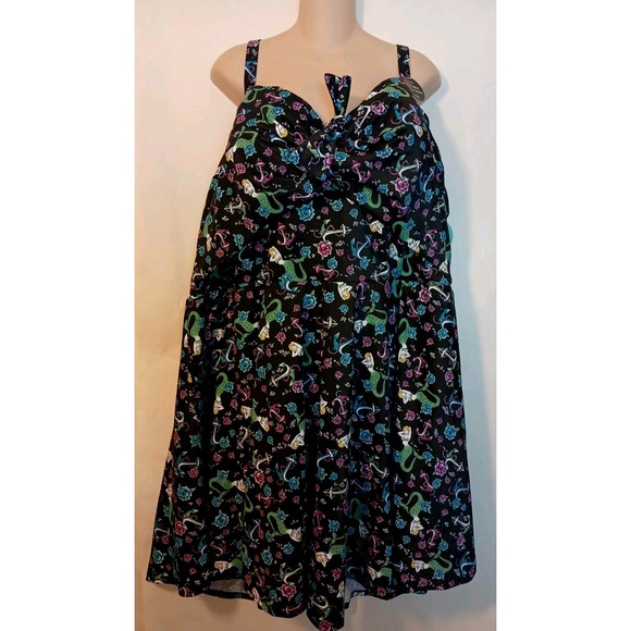 Torrid Plus Size 6 Black Mermaid Tie Skater Swim Dress W/ Support Bra NEW A113 - Picture 9 of 12